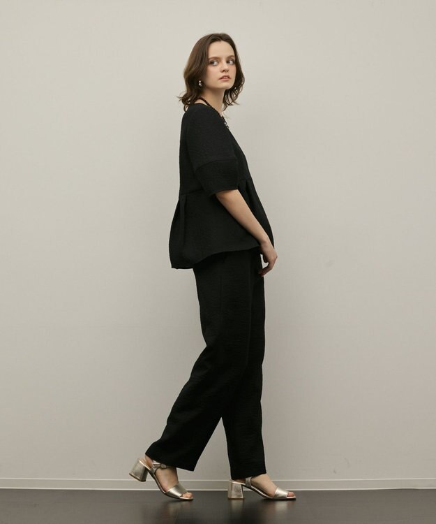 GRACE CONTINENTAL オーガンジージャガードトップ ブラック