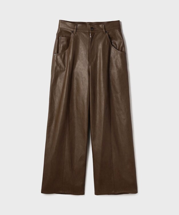 GRACE CONTINENTAL カーブフェイクレザーパンツ ブラウン