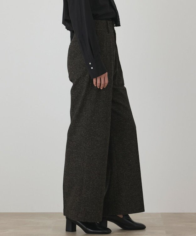 GRACE CONTINENTAL ウールタックワイドパンツ ブラウン