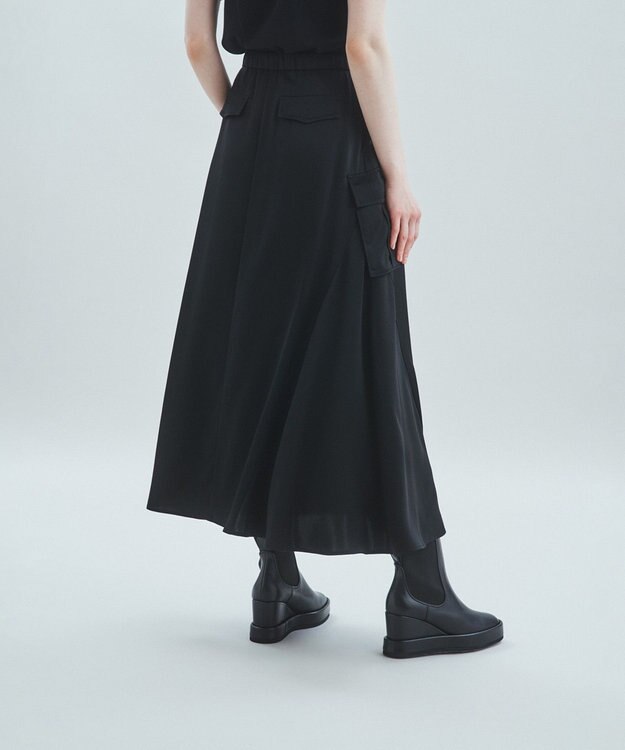 GRACE CONTINENTAL サテンミリタリーロングスカート ブラック