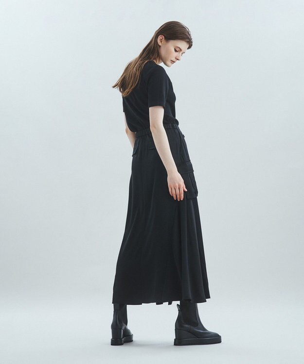 GRACE CONTINENTAL サテンミリタリーロングスカート ブラック