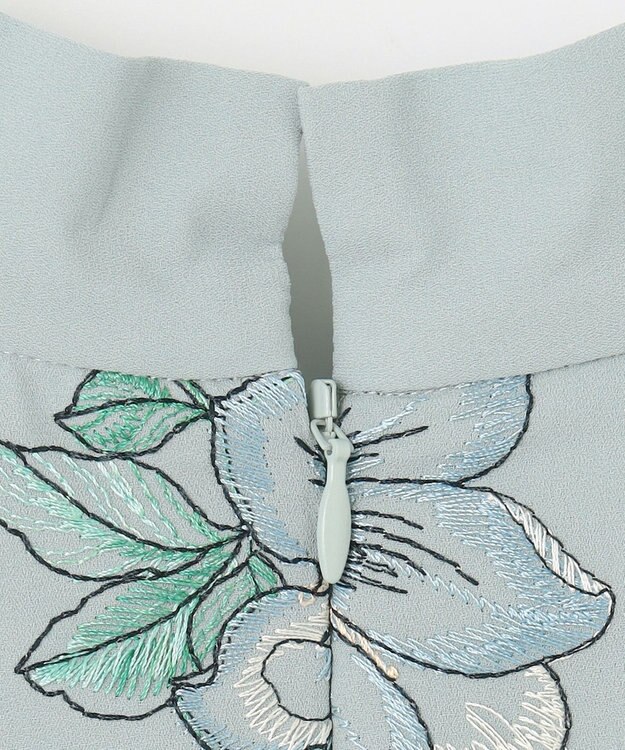 GRACE CONTINENTAL フラワー刺繍ボウタイワンピース ブルー