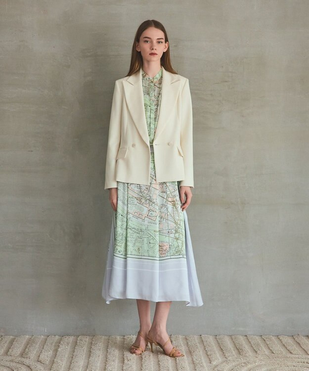 GRACE CONTINENTAL パリスカーフプリントスカート グレー