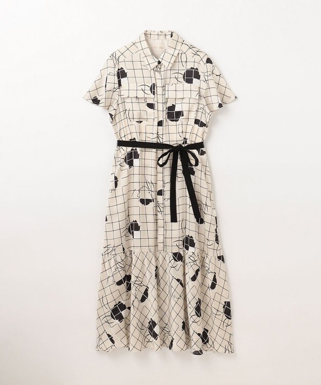 GRACE CONTINENTAL ラインフラワーシャツドレス キナリ