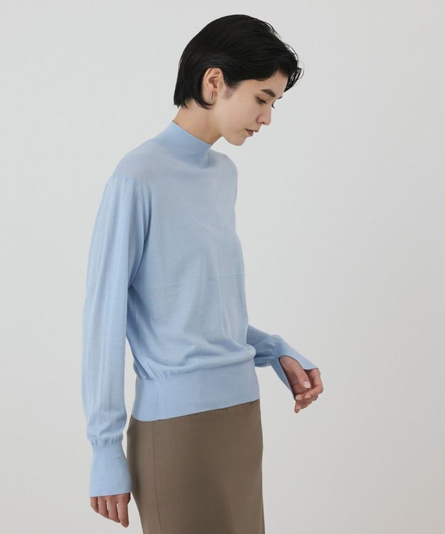 GRACE CONTINENTAL ウールシルククルーニットトップス サックス