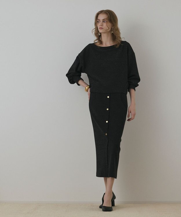 GRACE CONTINENTAL ラメカットトップ ブラック