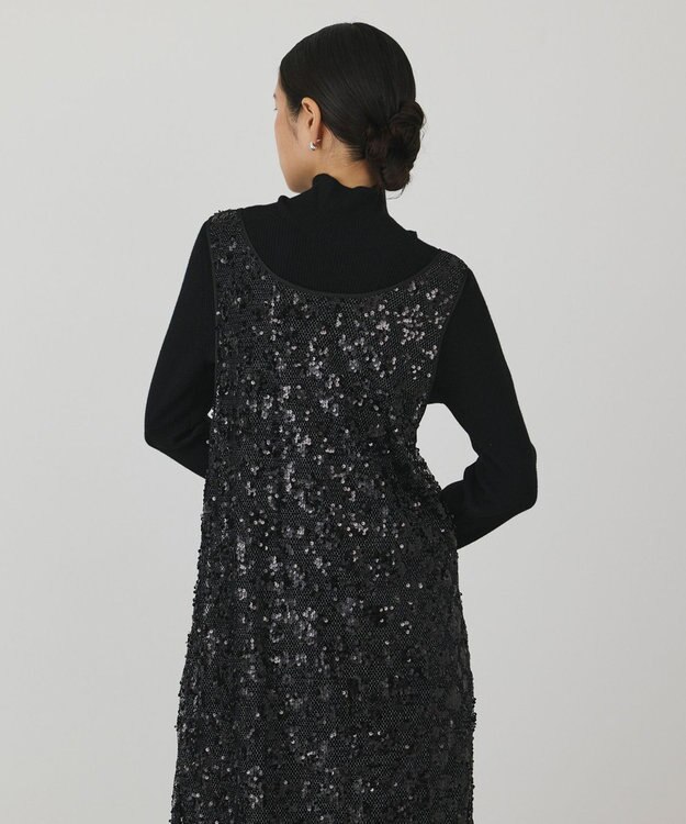 GRACE CONTINENTAL スパン刺繍メッシュワンピース ブラック