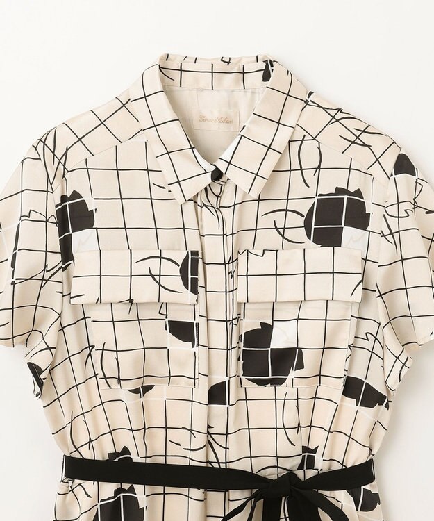 GRACE CONTINENTAL ラインフラワーシャツドレス キナリ