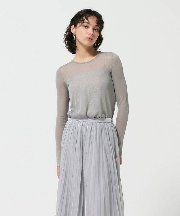 GRACE CONTINENTAL シアークルーニットトップ グレー