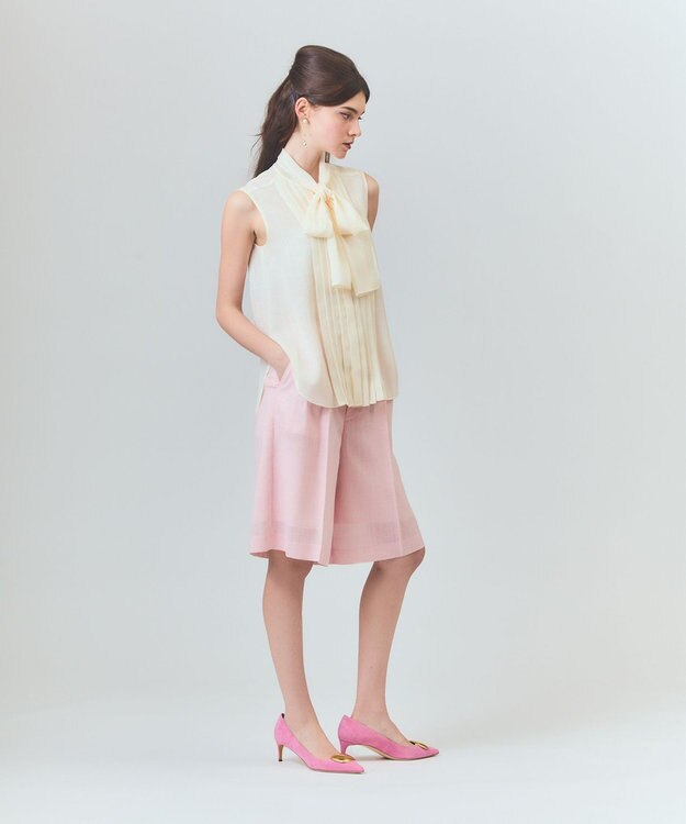GRACE CONTINENTAL リネンライクボウタイノースリーブ キナリ