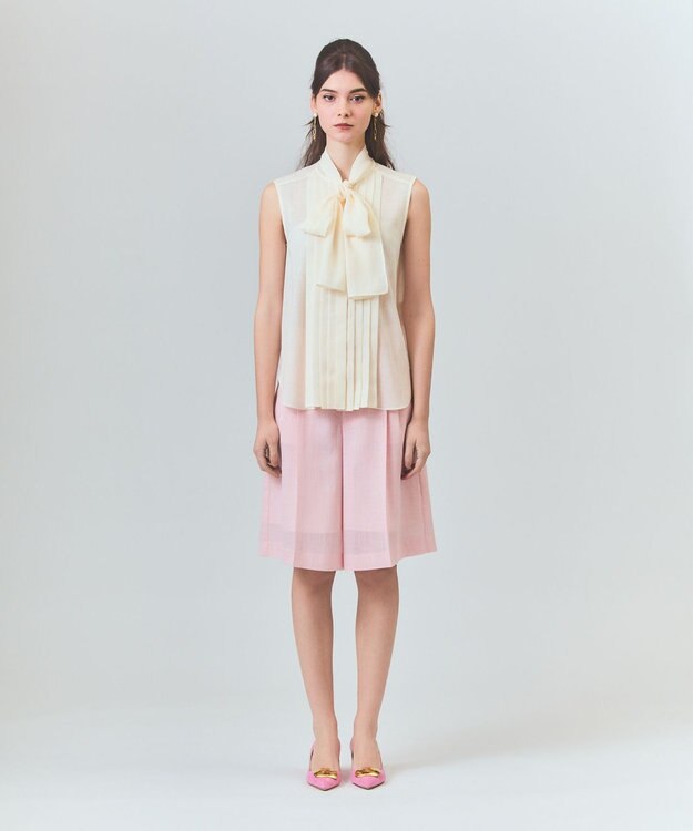 GRACE CONTINENTAL リネンライクボウタイノースリーブ キナリ