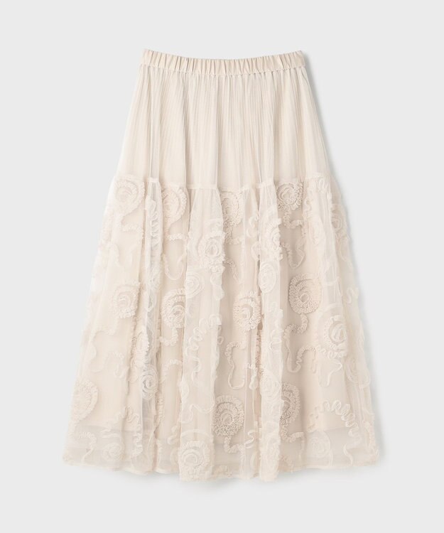 GRACE CONTINENTAL 刺繍チュールスカート キナリ