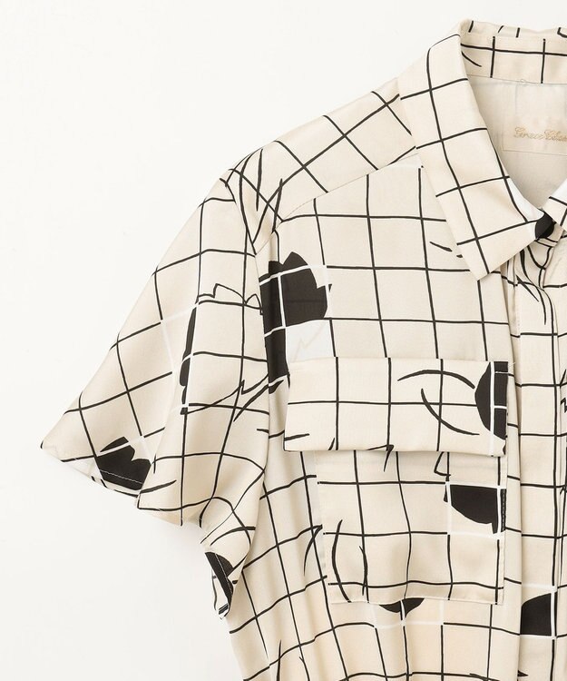 GRACE CONTINENTAL ラインフラワーシャツドレス キナリ