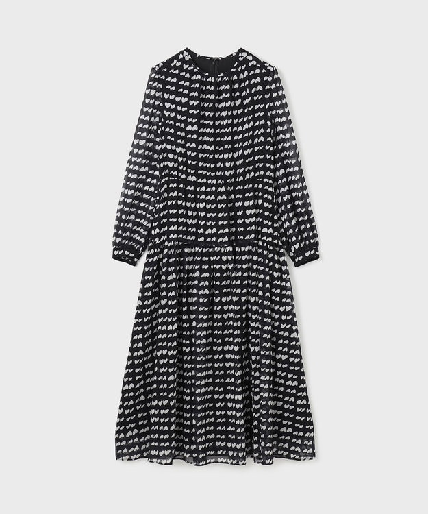 GRACE CONTINENTAL ハートキカプリントワンピース ブラック