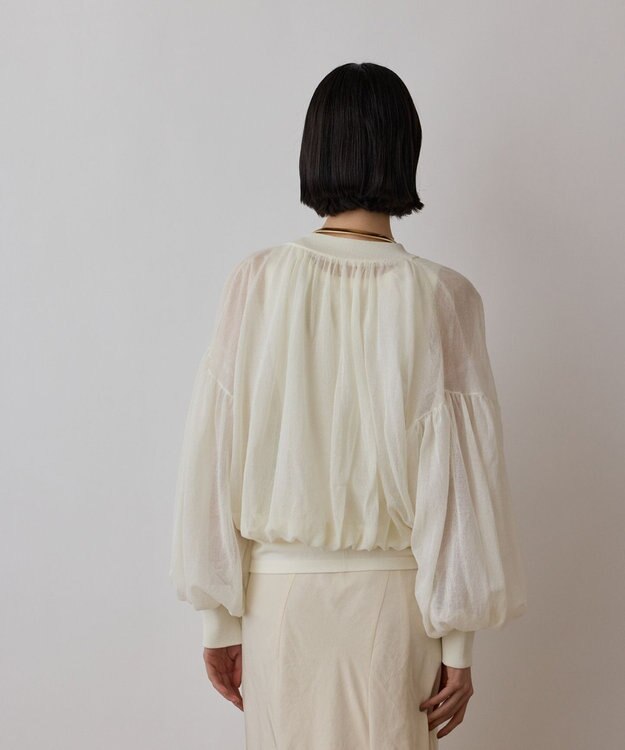 GRACE CONTINENTAL シアーニットバルーンジャケット ホワイト