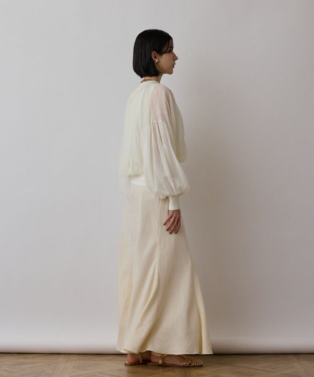 GRACE CONTINENTAL シアーニットバルーンジャケット ホワイト