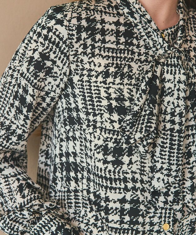 GRACE CONTINENTAL チェックプリントボウ付ワンピース キナリ