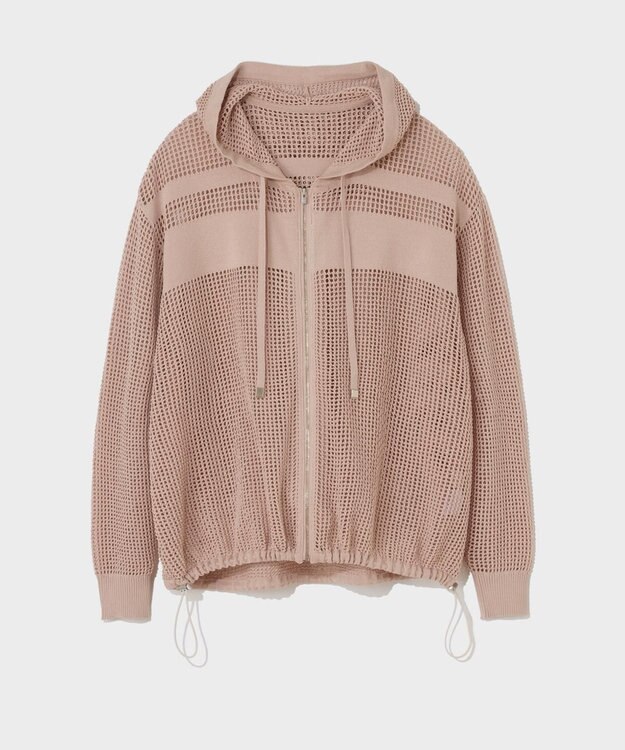 GRACE CONTINENTAL ボーダーメッシュフーディ ピンク