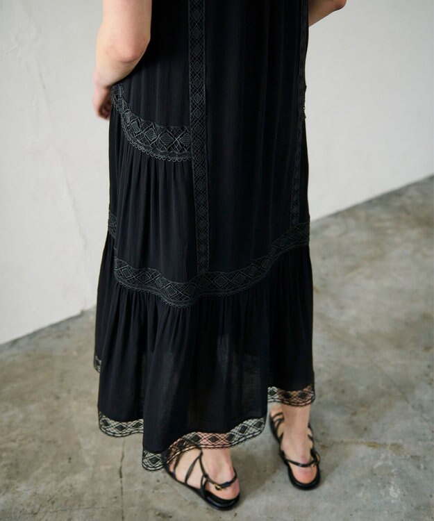 GRACE CONTINENTAL レースコンビカフタンワンピース ブラック