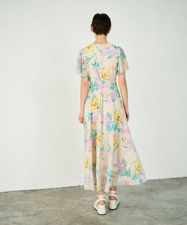 GRACE CONTINENTAL ミモザプリントワンピース ベージュ