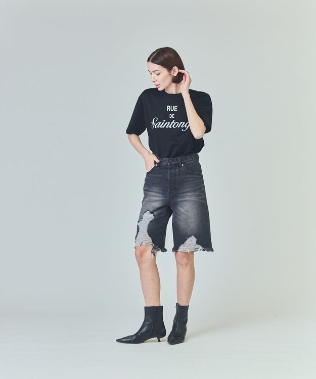 GRACE CONTINENTAL レタードプリントTシャツ ブラック