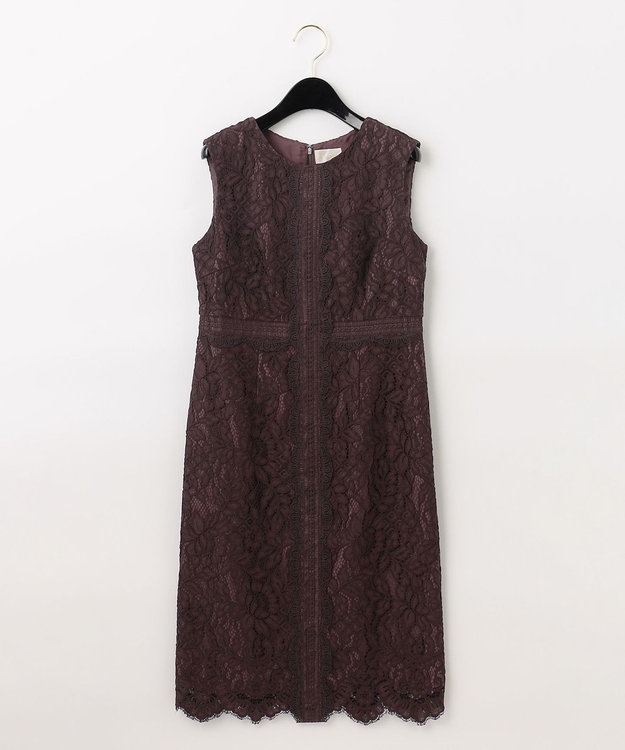 GRACE CONTINENTAL レースタイトドレス ブラウン