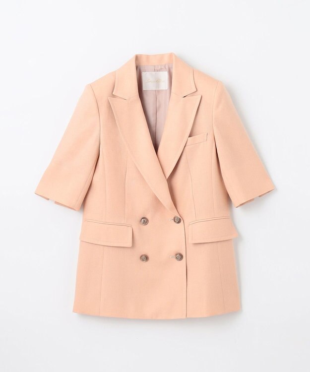 GRACE CONTINENTAL リネンタッチハーフスリーブジャケット ピンク