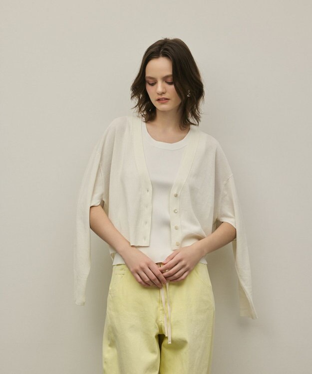 GRACE CONTINENTAL スリーブスリットニットカーディガン ホワイト