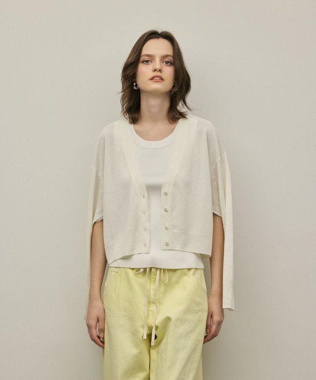 GRACE CONTINENTAL スリーブスリットニットカーディガン ホワイト