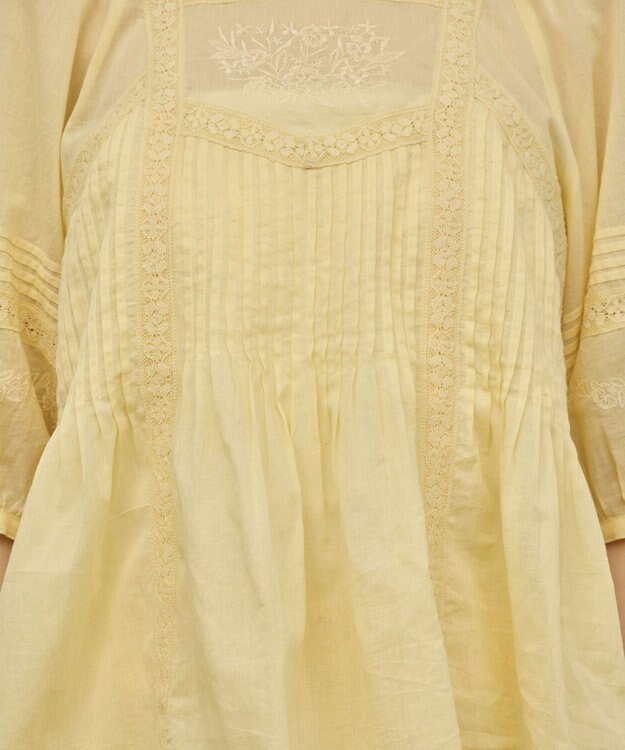 GRACE CONTINENTAL レースコンビピンタックブラウス イエロー