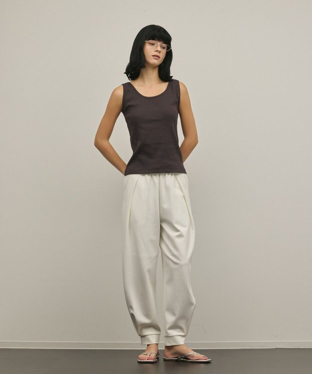 GRACE CONTINENTAL テレコノースリーブトップ ブラウン