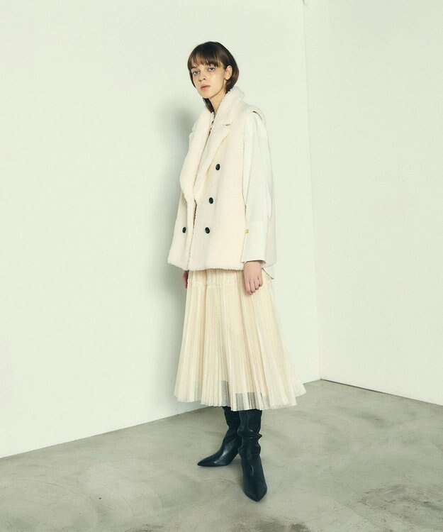 2023aw GRACE CONTINENTALフェザーチュールプリーツスカート フェザーチュールプリーツスカート / GRACE CONTINENTAL | GRACE