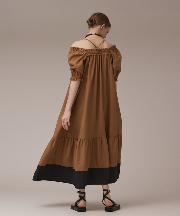 GRACE CONTINENTAL ギャザーロングワンピース ブラウン