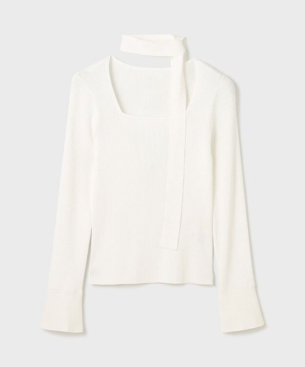 GRACE CONTINENTAL ボウタイリブニットトップ ホワイト