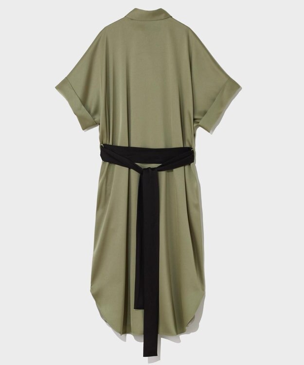 GRACE CONTINENTAL ダブルサテンシャツドレス カーキ