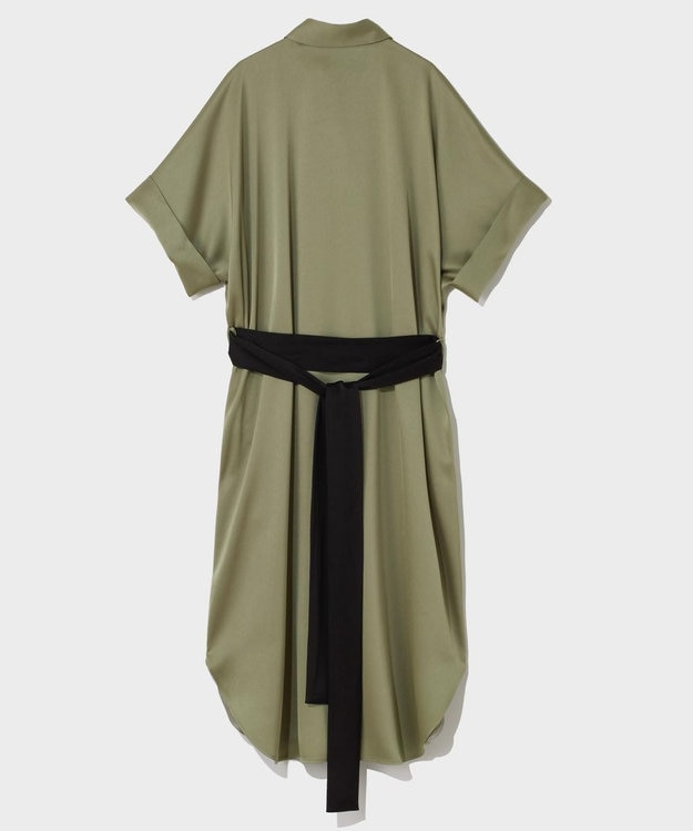 GRACE CONTINENTAL ダブルサテンシャツドレス カーキ