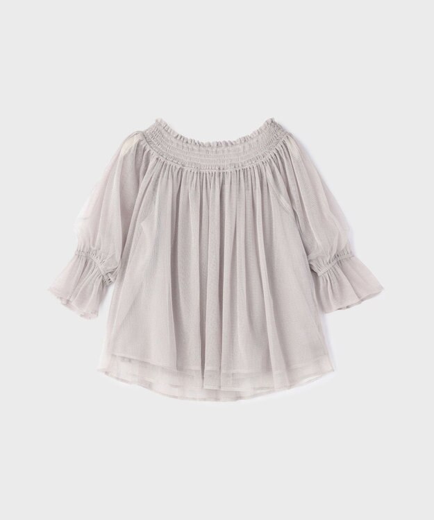 GRACE CONTINENTAL チュールシャーリングトップ グレー