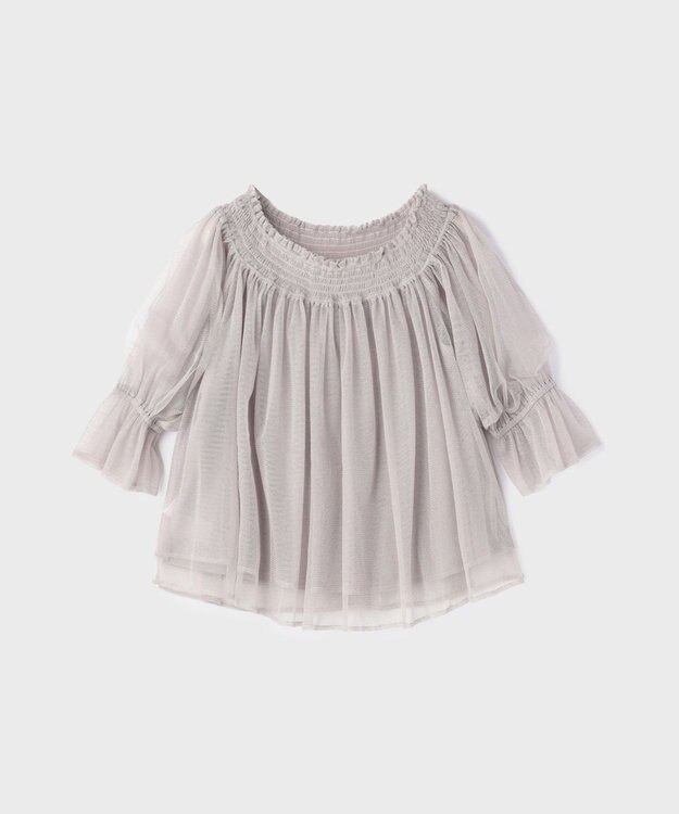 GRACE CONTINENTAL チュールシャーリングトップ グレー