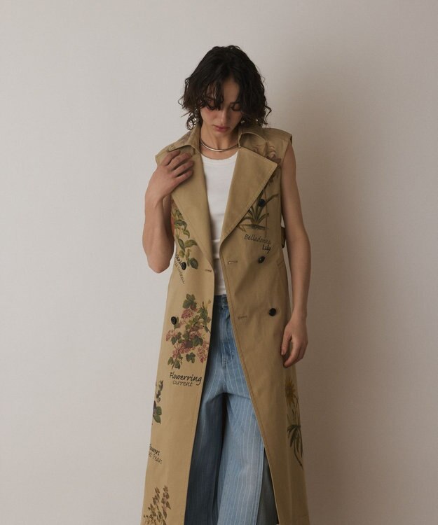 GRACE CONTINENTAL プリントトレンチワンピース ベージュ