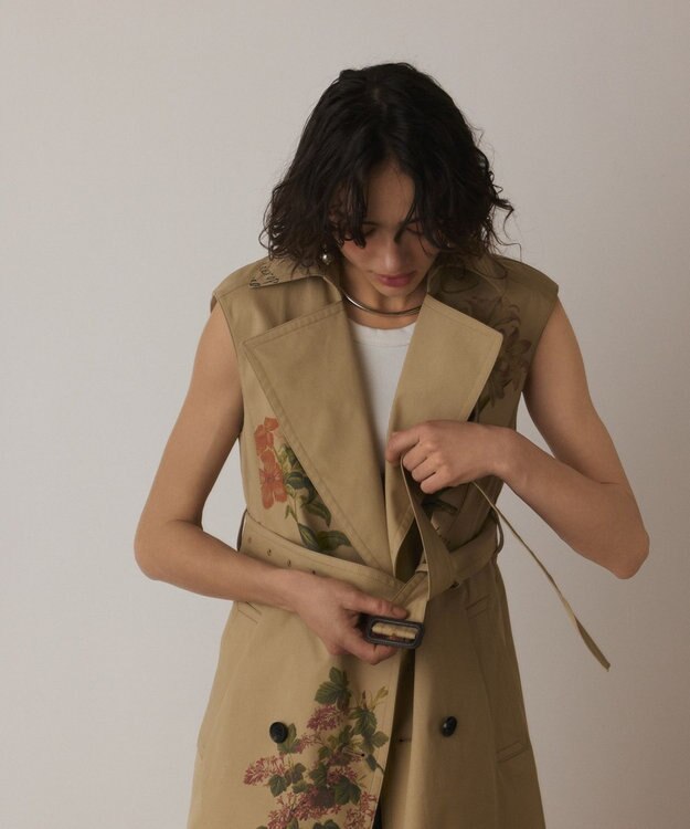 GRACE CONTINENTAL プリントトレンチワンピース ベージュ