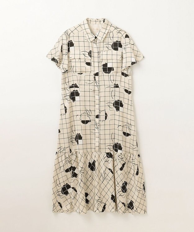 GRACE CONTINENTAL ラインフラワーシャツドレス キナリ