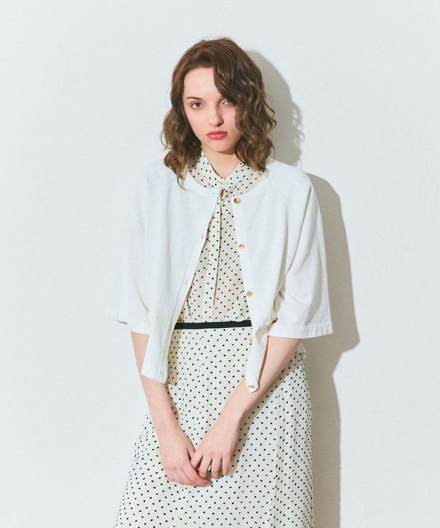 GRACE CONTINENTAL ハイツイストコットンカーディガン ホワイト