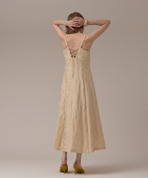 GRACE CONTINENTAL リーフジャガードキャミワンピース ベージュ