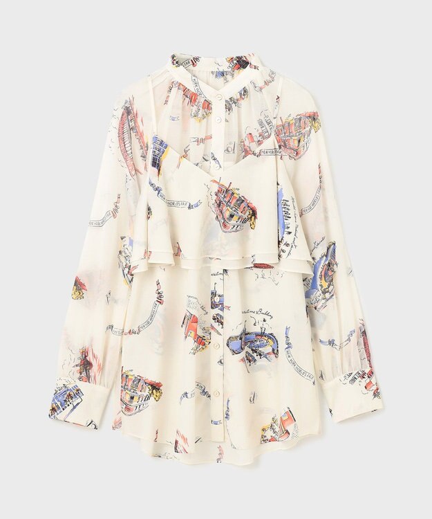 GRACE CONTINENTAL スーヴェニールプリントブラウス キナリ