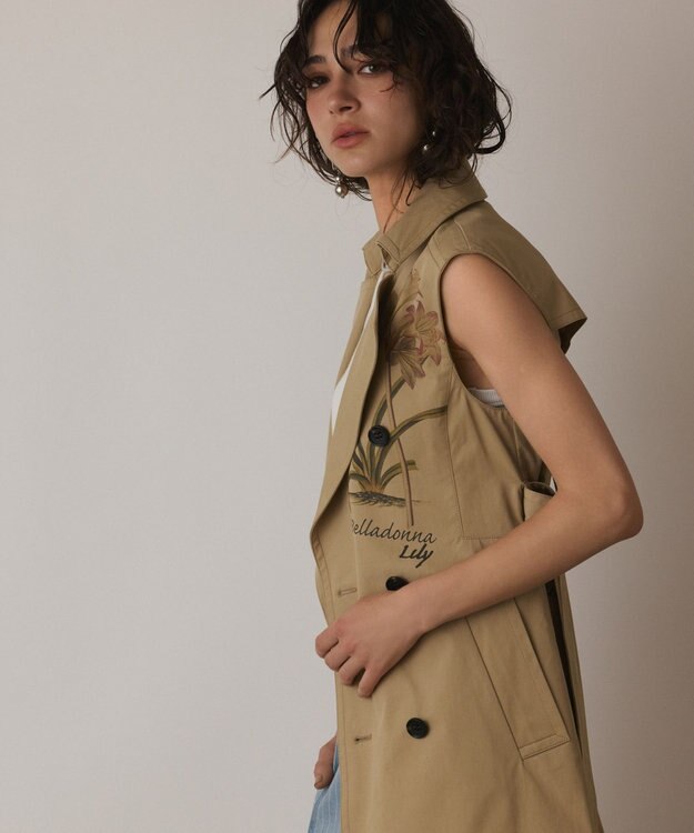 GRACE CONTINENTAL プリントトレンチワンピース ベージュ