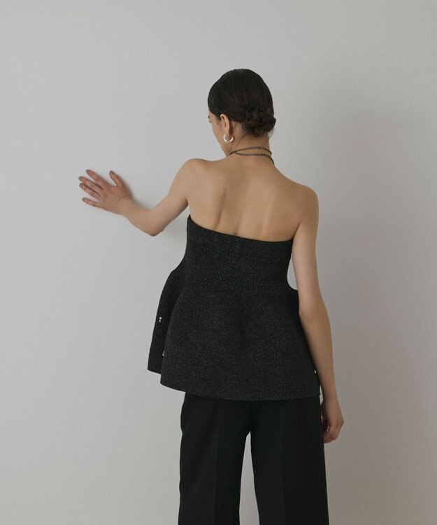 GRACE CONTINENTAL ペプラムベアニットトップ ブラック