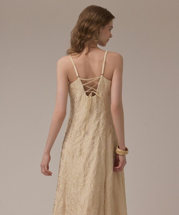 GRACE CONTINENTAL リーフジャガードキャミワンピース ベージュ