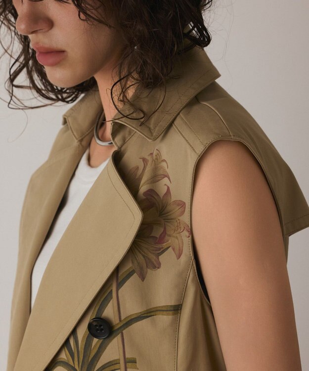 GRACE CONTINENTAL プリントトレンチワンピース ベージュ