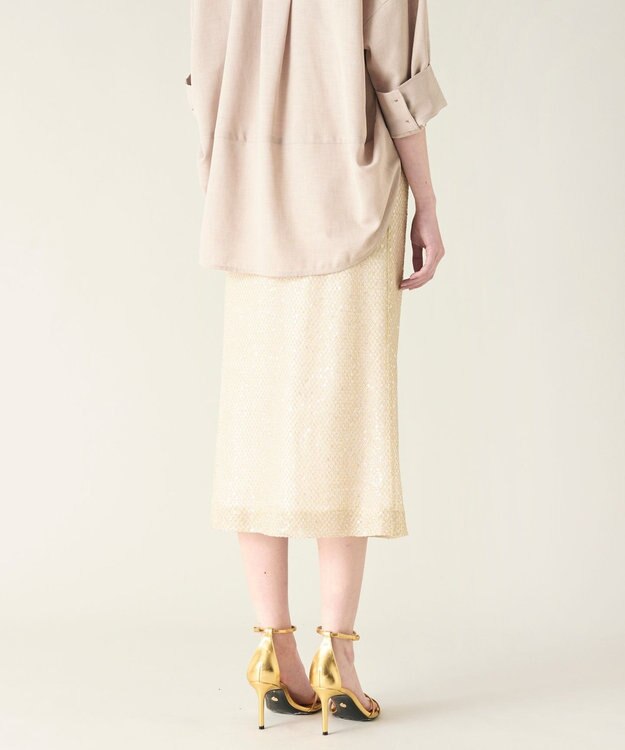 GRACE CONTINENTAL メッシュスパンコールタイトスカート ゴールド