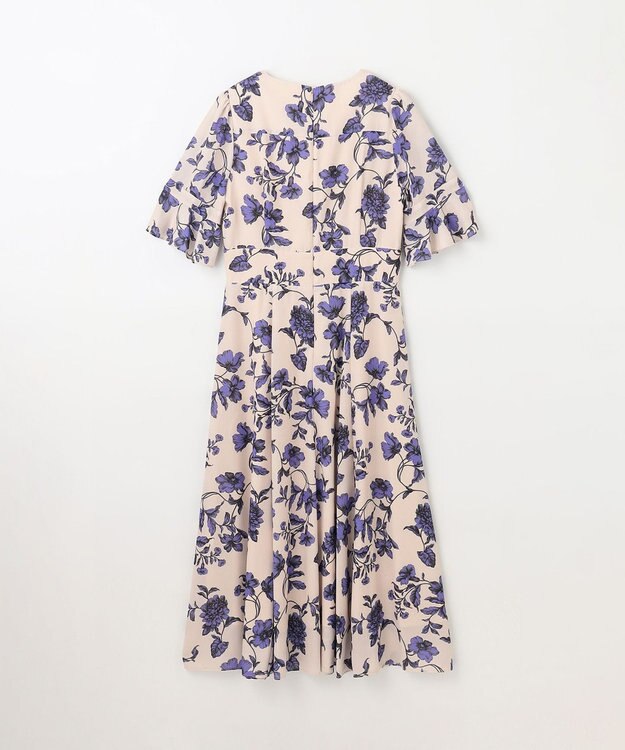 GRACE CONTINENTAL フラワープリントフレアワンピース ベージュ